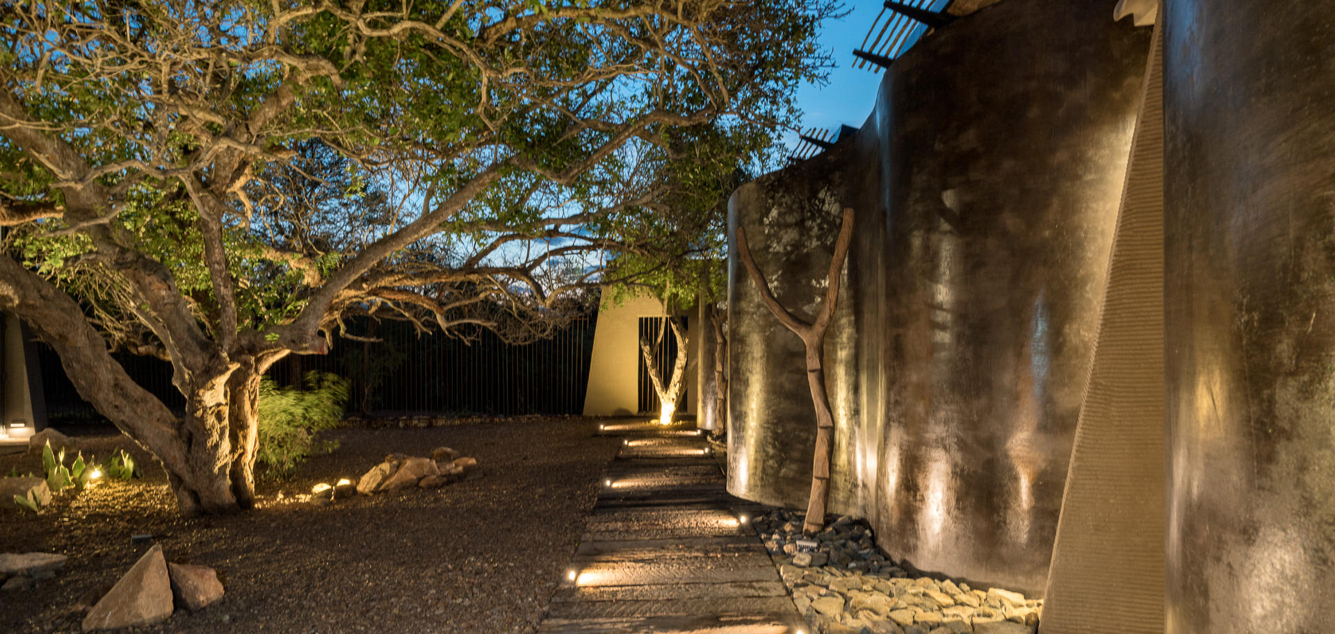 Courtyard connecting all rooms in the Lodge